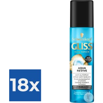 Gliss Anti-Klit spray - Aqua Revive 200 ml - Voordeelverpakking 18 stuks