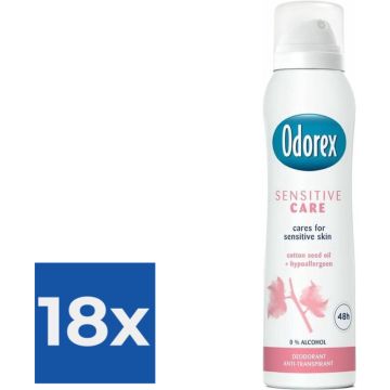 Odorex Deo Spray - Sensitive Care - 150 ml - Voordeelverpakking 18 stuks