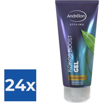 Andrélon Kokos Boost Styling Gel met Kokoswater - Tube 200 ml - Voordeelverpakking 24 stuks