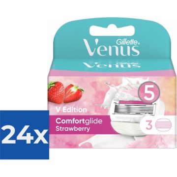 Gillette Venus Scheermesjes Comfortglide Strawberry 3 stuks - Voordeelverpakking 24 stuks