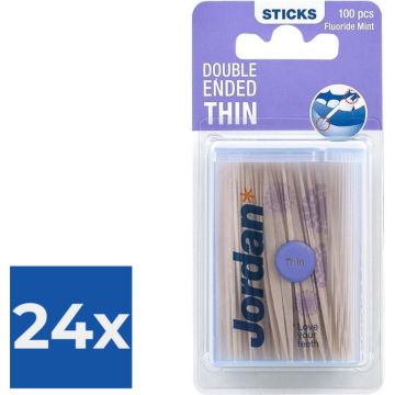 Jordan Dun 2-Zijdig - 100 st - Tandenstoker - Voordeelverpakking 24 stuks