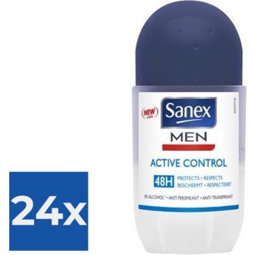 Sanex Men Active Control Anti Transpirant Deodorant Roller 50 ml - Voordeelverpakking 24 stuks