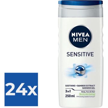 NIVEA Men Sensitive Douchegel - 250ml - Voordeelverpakking 24 stuks