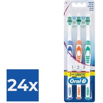 Oral-B Tandenborstel – Classic 123 Medium 3 Stuks - Voordeelverpakking 24 stuks