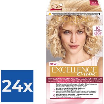 L’Oréal Paris Excellence Crème 10 - Extra Lichtblond - Haarverf - Voordeelverpakking 24 stuks