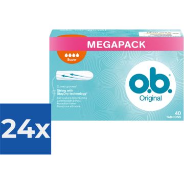 O.B. Tampons - Megapack Super Plus - Gebogen Groeven - 40 stuks - Voordeelverpakking 24 stuks