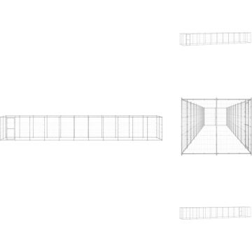 vidaXL Hondenkennel - Gegalvaniseerd staal - 1.210 x 220 x 180 cm - Met deur en vergrendelingssysteem - Kennel