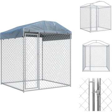 vidaXL Hondenkennel - Gegalvaniseerd Staal - Groot for - Ventilatie en Veiligheid - Met dak - Eenvoudig te monteren - Geschikt voor honden - Kennel