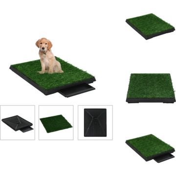 vidaXL Huisdierentoilet - Bak en Kunstgras - 63x50x7 cm - Groen/Zwart - Niet-giftige materialen - Dierentoilet