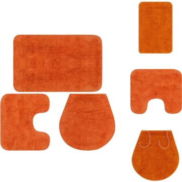 vidaXL Badmattenset - Oranje - 50 x 78 cm / 50 x 50 cm - Anti-statisch en waterabsorberend - Badkameraccessoireset