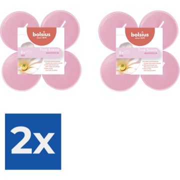 Bolsius Maxi Waxinelichtjes True Scents Magnolia 8 Stuks - Voordeelverpakking 2 stuks