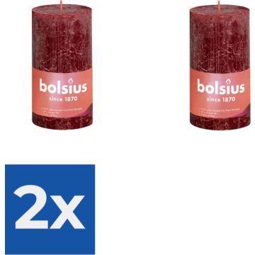 Bolsius Stompkaars Velvet Red Ø68 mm - Hoogte 13 cm - Donkerrood - 60 branduren - Voordeelverpakking 2 stuks