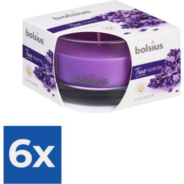 Bolsius Geurkaars 80/50 mm - True Scents Lavendel - Kaars - Sfeer - 1 stuk. - Voordeelverpakking 6 stuks