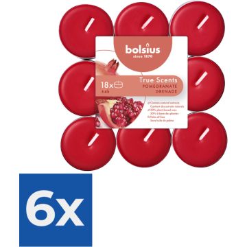 Bolsius - Geurtheelicht brick 18 True Scents Pomegranate - Voordeelverpakking 6 stuks