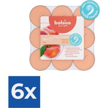 Bolsius Geurtheelichten 4uur True Scents Peach verpakt per 18 stuks - Voordeelverpakking 6 stuks