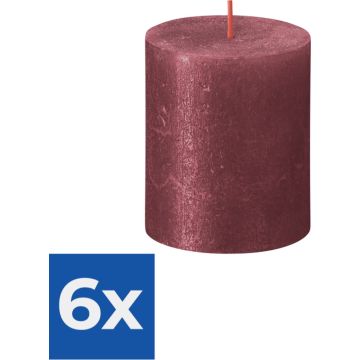 Bolsius Rustiek Stompkaars Hoogte 8 cm - Ø68 mm Rood - Voordeelverpakking 6 stuks