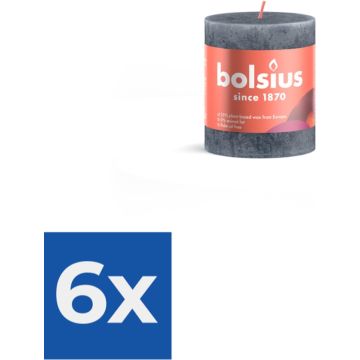 Bolsius Stompkaars 8 cm / Ø6-8 cm Rustiek Slate Blue - Voordeelverpakking 6 stuks