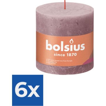 Bolsius Stompkaars Ash Rose Ø100 mm - Hoogte 10 cm - Grijs/Roze - 62 branduren - Voordeelverpakking 6 stuks