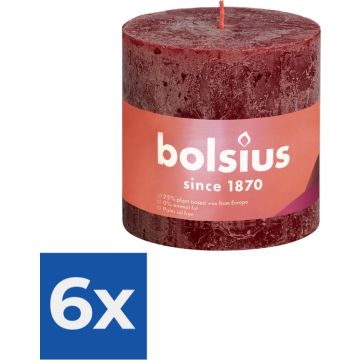 Bolsius Stompkaars Velvet Red Ø100 mm - Hoogte 10 cm - Donkerrood - 62 branduren - Voordeelverpakking 6 stuks