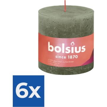 Bolsius Stompkaars Fresh Olive Ø100 mm - Hoogte 10 cm - Olijfgroen - 62 branduren - Voordeelverpakking 6 stuks