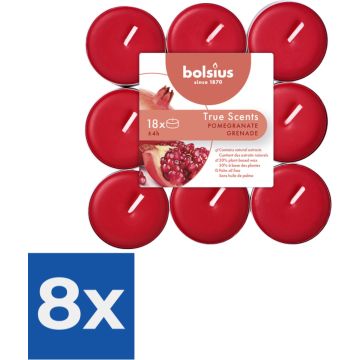 Bolsius - Geurtheelicht brick 18 True Scents Pomegranate - Voordeelverpakking 8 stuks