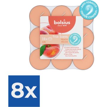 Bolsius Geurtheelichten 4uur True Scents Peach verpakt per 18 stuks - Voordeelverpakking 8 stuks