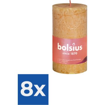 Bolsius Stompkaars Honeycomb Yellow Ø50 mm - Hoogte 10 cm - Geel - 30 branduren - Voordeelverpakking 8 stuks