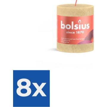 Bolsius Rustieke Stompkaars 8X6-8 Cm Oat Beige - Voordeelverpakking 8 stuks