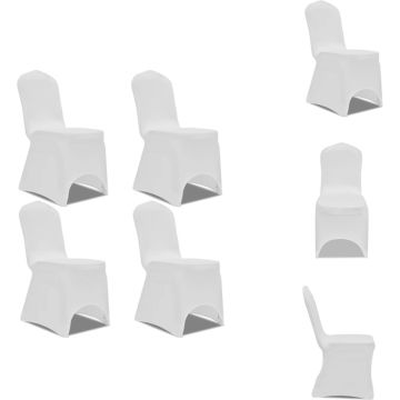 vidaXL Stoelhoezen - wit - geschikt voor diverse stoelen - 100 cm hoogte - stretchstof - 10% spandex - set van 4 - Tuinmeubelhoes