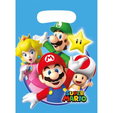8x stuks Super Mario verjaardag thema traktaties feestzakjes/cadeauzakjes/snoepzakjes/uitdeelzakjes