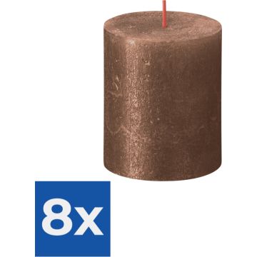 Bolsius - Stompkaars Shimmer 80/68 Copper - Voordeelverpakking 8 stuks