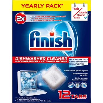 Finish Vaatwasser Reiniger Jaarpack - 12 tabs - Machinereiniger - Vaatwasmachinereiniger