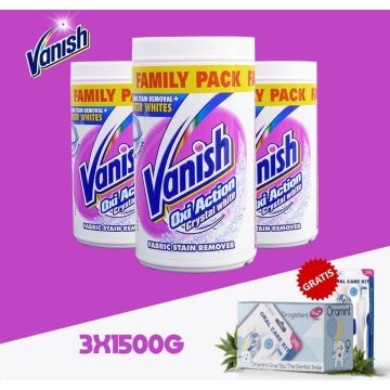 Vanish Oxi Action Crystal White Poeder Witte Was Vlekkenverwijderaar - 1.5 kg - 3 Pack Voordeel