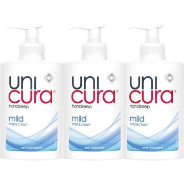 Unicura Mild Handzeep 3 x 250 ml Hygiene Anti-bacterieel - Met pompje