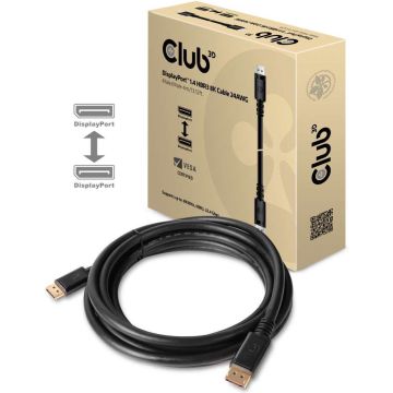 club3D DisplayPort Aansluitkabel DisplayPort stekker, DisplayPort stekker 4.00 m Zwart CAC-1069B Ultra HD (8K) DisplayP