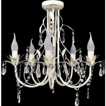 Kristallen kroonluchter met wit elegant design (5 lampen)