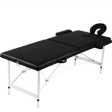 Prolenta Premium - Massagetafel met 2 zones inklapbaar aluminum frame zwart
