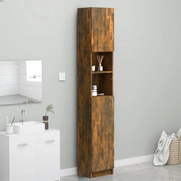 Prolenta Premium - Badkamerkast 32x25,5x190 cm bewerkt hout gerookt eikenkleurig