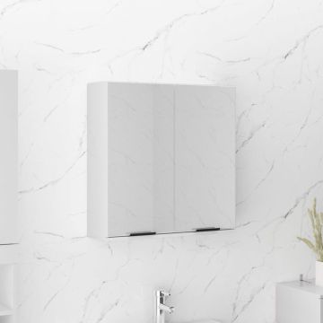 Prolenta Premium - Badkamerkast met spiegel 64x20x67 cm hoogglans wit