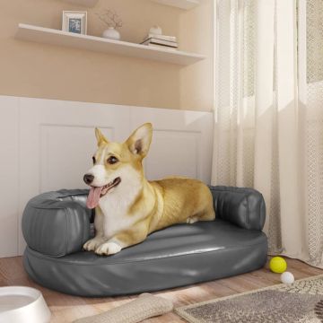 Prolenta premium Hondenmand met ergonomisch schuim 60x42 cm kunstleer grijs
