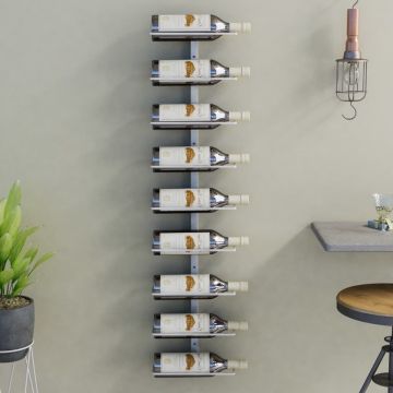 Prolenta Premium - Wijnrek voor 9 flessen wandmontage ijzer wit