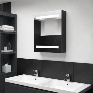 Prolenta Premium - Badkamerkast met spiegel en LED 50x14x60 cm zwart