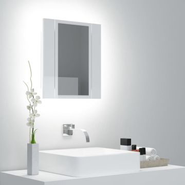 Prolenta Premium - Badkamerkast met spiegel en LED 40x12x45 cm hoogglans wit