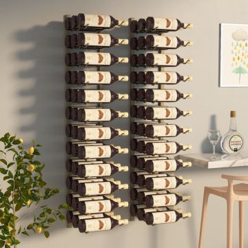 Prolenta Premium - Wijnrekken 2 st voor 36 flessen wandmontage ijzer goudkleurig