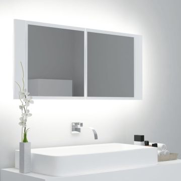 Prolenta Premium - Badkamerkast met spiegel en LED 100x12x45 cm wit