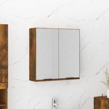 Prolenta Premium - Badkamerkast met spiegel 64x20x67 cm gerookt eikenkleurig