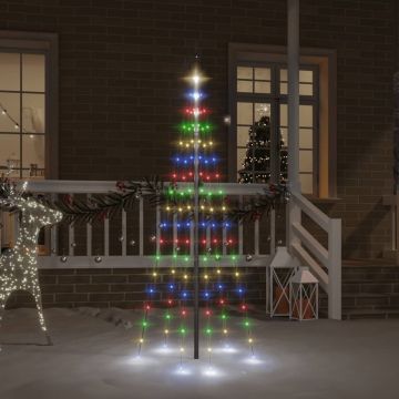 Prolenta Premium - Vlaggenmast kerstboom 108 LED's meerkleurig 180 cm