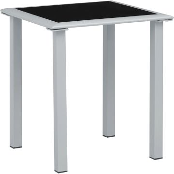 Prolenta Premium - Tuintafel 41x41x45 cm staal en glas zwart en zilverkleurig