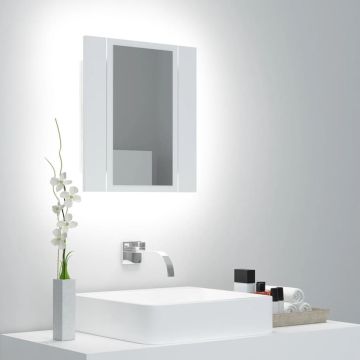 Prolenta Premium - Badkamerkast met spiegel en LED 40x12x45 cm wit