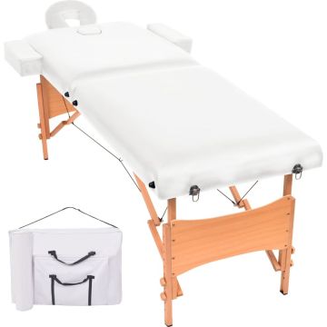 Prolenta Premium - Massagetafel 10 cm dik 2 zones inklapbaar wit